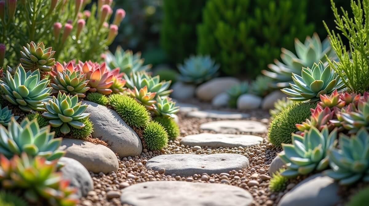 Melhores suculentas e plantas complementares para jardim de pedras